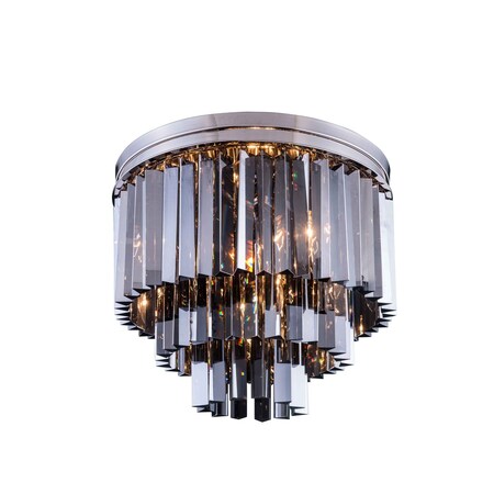 Elegant Lighting Sydney 9 light Polished nickel Flush Mount Silver Shade (Grey) Royal C 1201F20PN-SS/RC